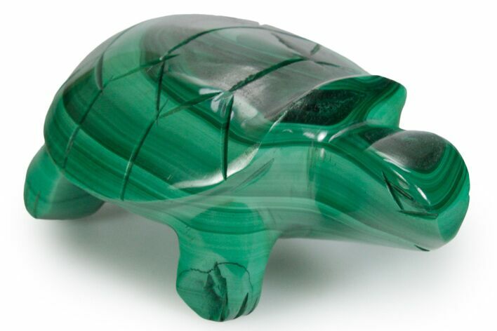 Flowery Malachite Turtle Carving - DR Congo #349336